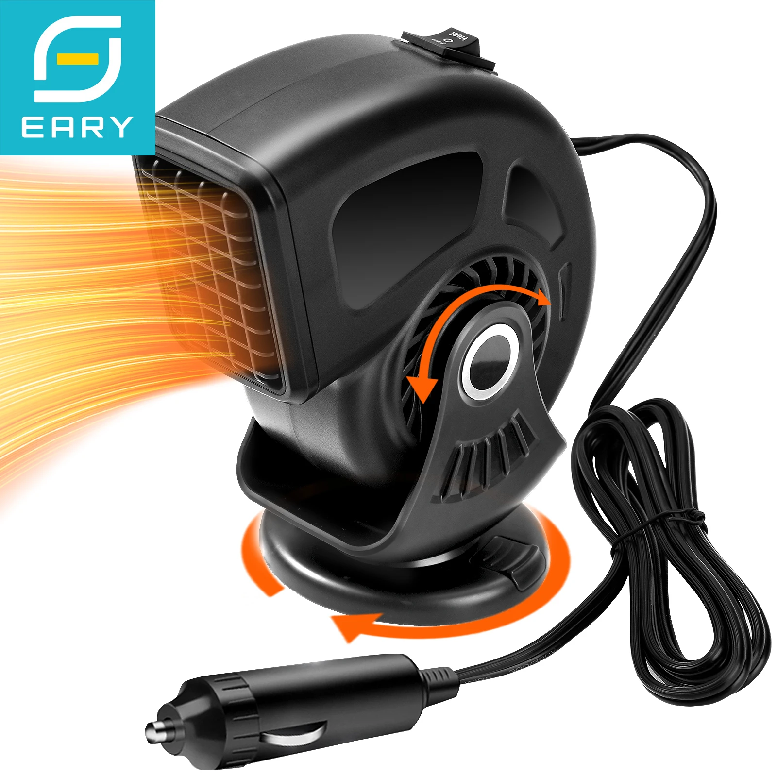 

Eary 12V 24V Car Heater 2 in 1 Heating & Cooling Fans Plug in Cigarette Lighter Defroster 360°Rotate Defogger for Car Windshield