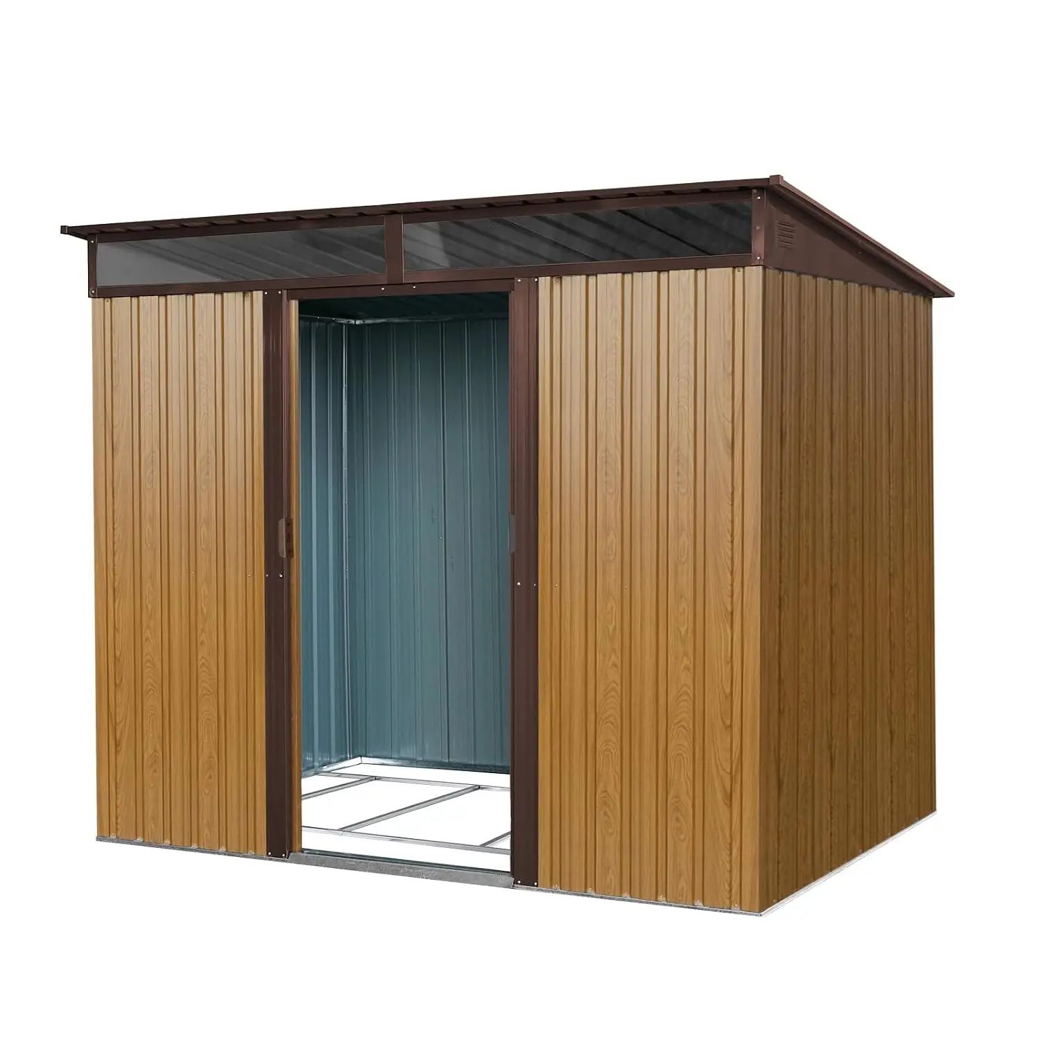 8 X 6 FT Metal Storage Shed for Outdoor, Coffee, Customized