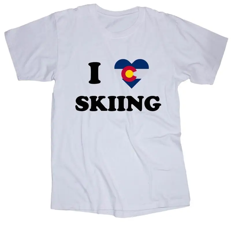أنا أحب كولورادو التزلج ركوب الجبال أسبن باخرة تي شيرت أبيض