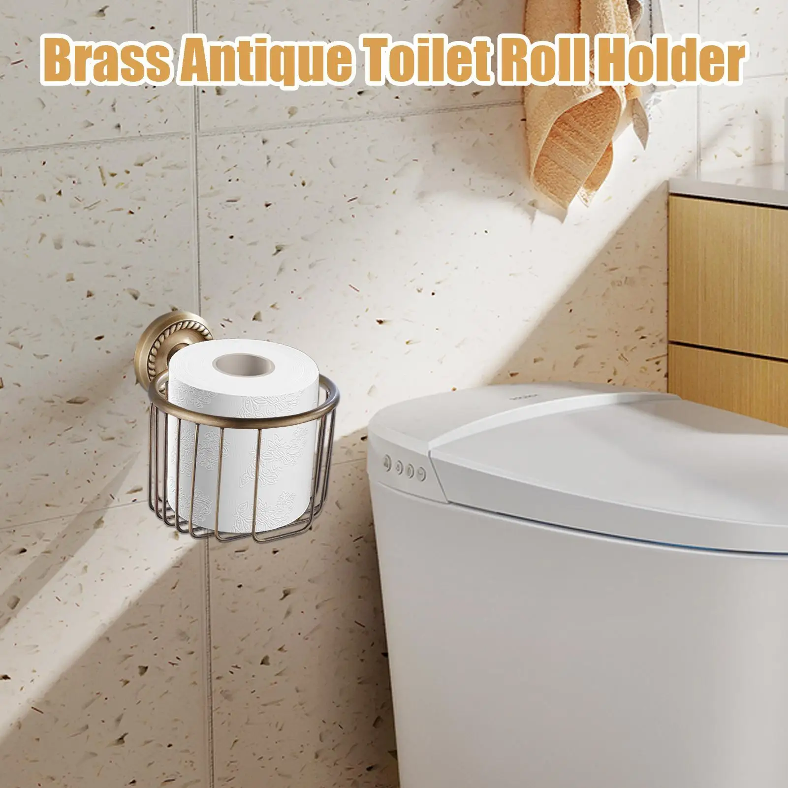 

Винтажный латунный держатель для туалетной бумаги, корзина для туалетной бумаги, диспенсер, настенный универсальный устойчивый держатель для туалетной бумаги в деревенском стиле для общежития