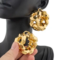 Hoop Earrings Flower Shaped Copper 18K Gold Color Copper Drop Earrings For Woman 2023 Fashion Party Girls Jewelry Set Accessory