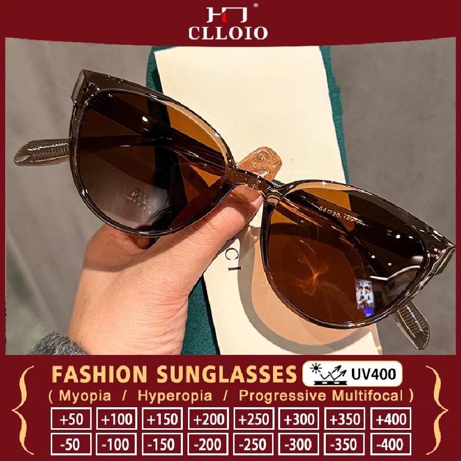 

CLLOIO Fashion Cat Eye Frame Travel Sunshade Myopia Prescription Glasses Women UV Protection Driving Safety Beach Sunglasses