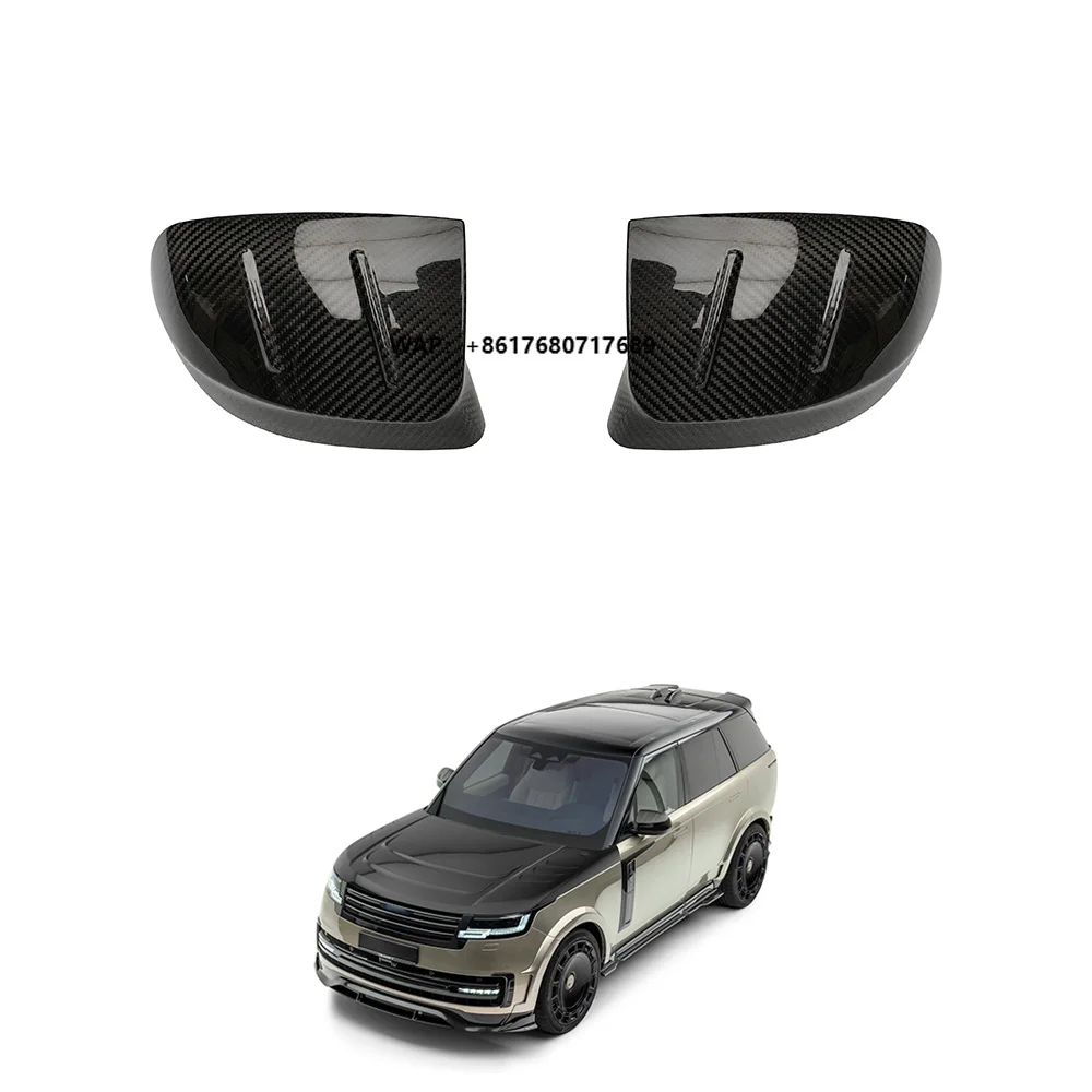 Real Dry Carbon Fiber Side Mirror Cover Caps Add-on for Range Rover L460 2023 2024