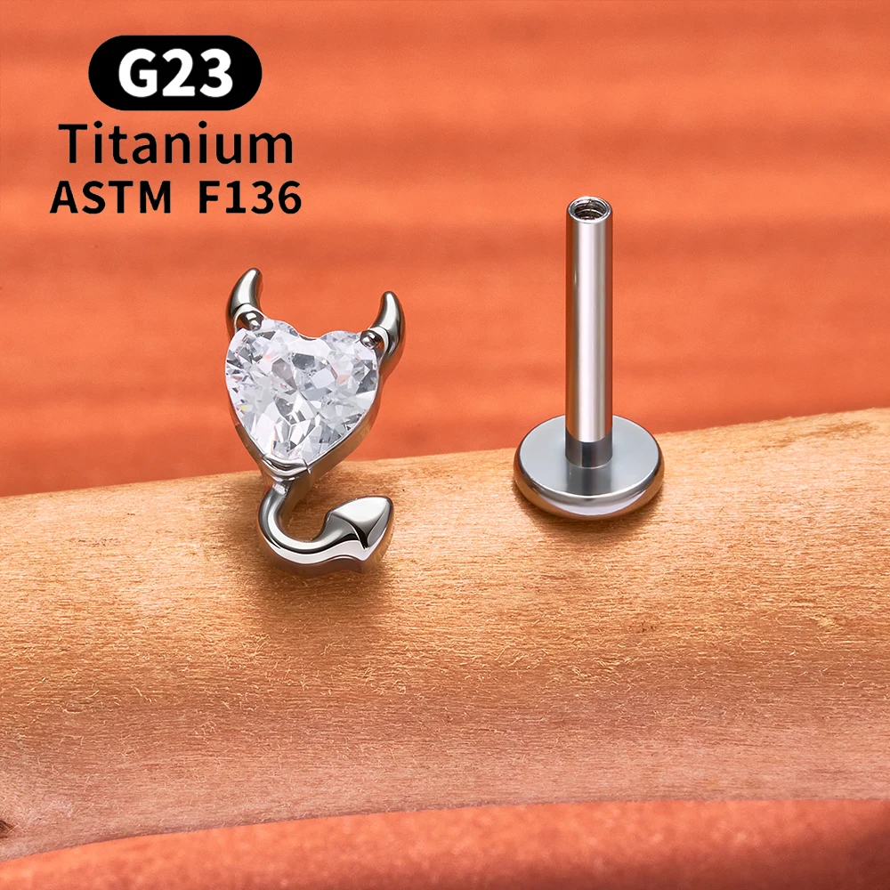 ASTM F136 Titan Muschel-Ohrstecker 16G CZ Flacher Rücken Labret Lippenstecker Helix Knorpel Tragus Ohrläppchen Ohrpiercing Schmuck – Detail 5