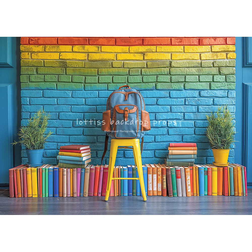 Back School Backdrops Kids Photocall Adult Child Photography Props Books Bookcase Brick Wall Black Board Backgrounds