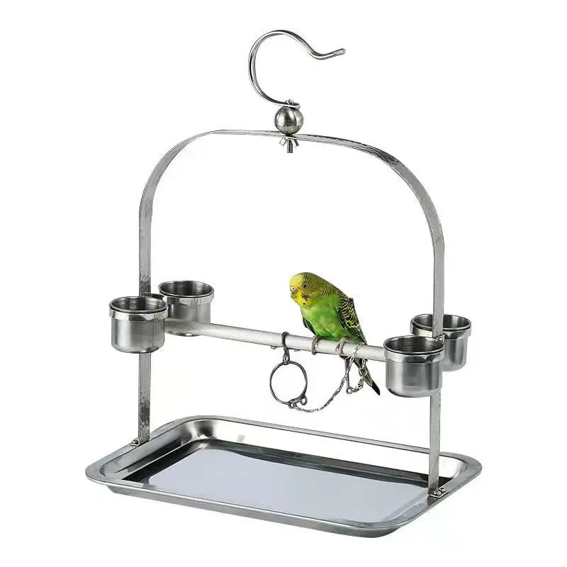 

Stainless steel wholesale parrot station rack Xuanfeng tiger skin bird rack starling myna bird cage metal group anklet