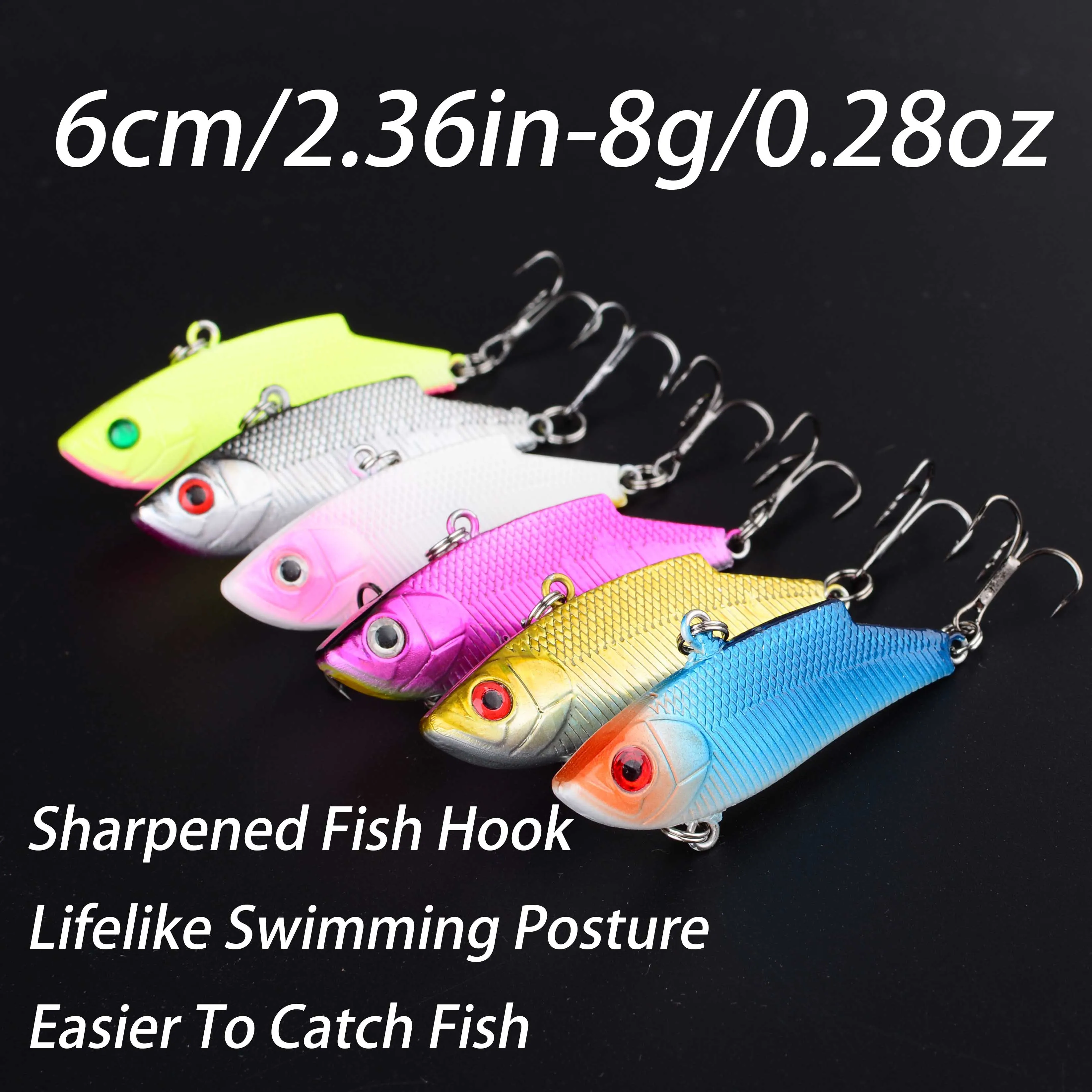 6 قطعة VIB الصيد إغراء السباحة أسماك المتذبذب الطعم الثابت الاصطناعي cranbait الشتاء البحر الصيد باس الغوص الطعم