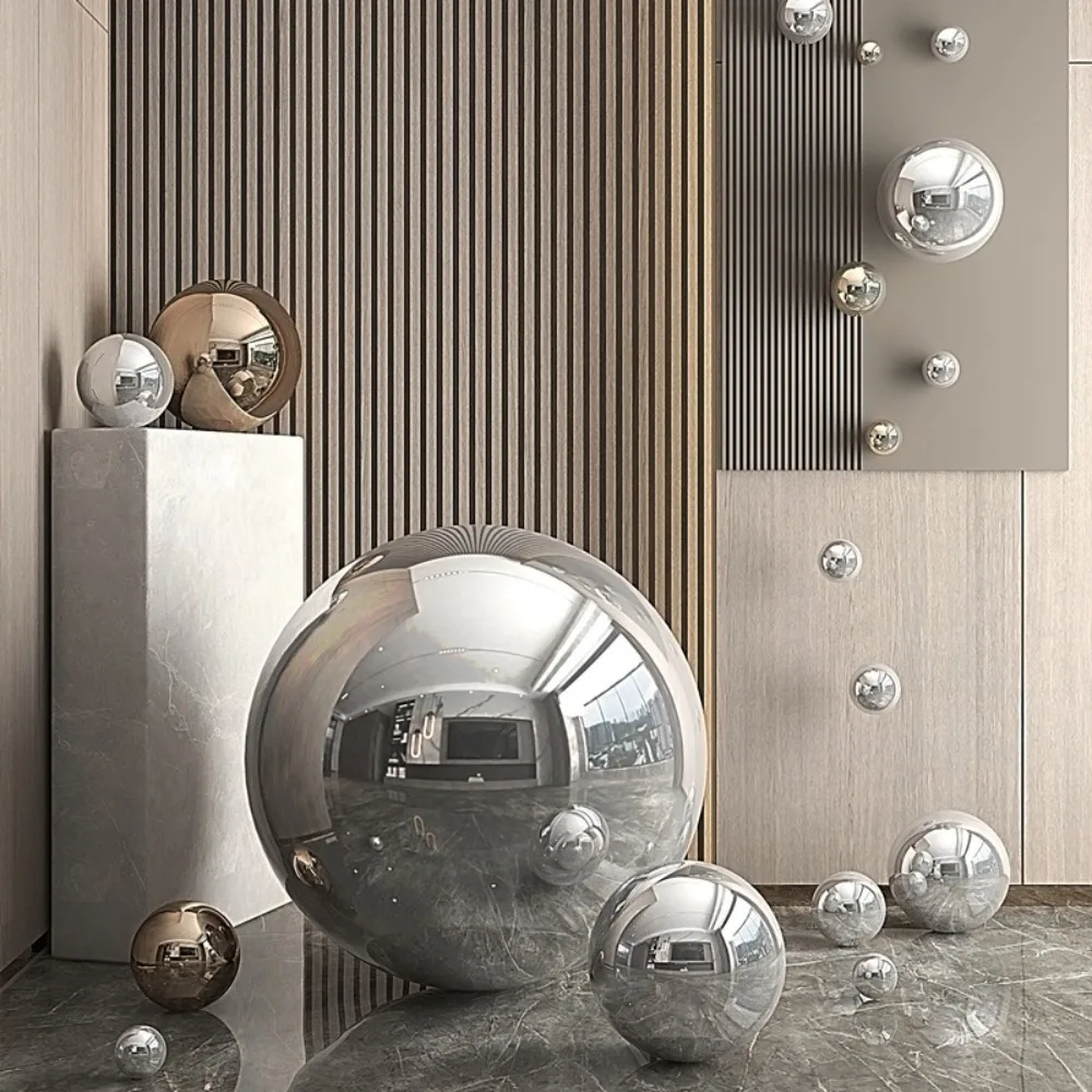 Ornament Metal Anti-Corrosive 304 Stainless Steel Ball Mirror Hollow Ball For Home /Garden/Malls Decoration High Gloss Sphere