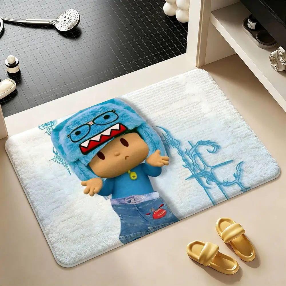 Cartoon P-Pocoyo  Shower Room Small Carpet Floor Mat  Absorbent Foot Mat Decorative Mat Soft and Comfortable