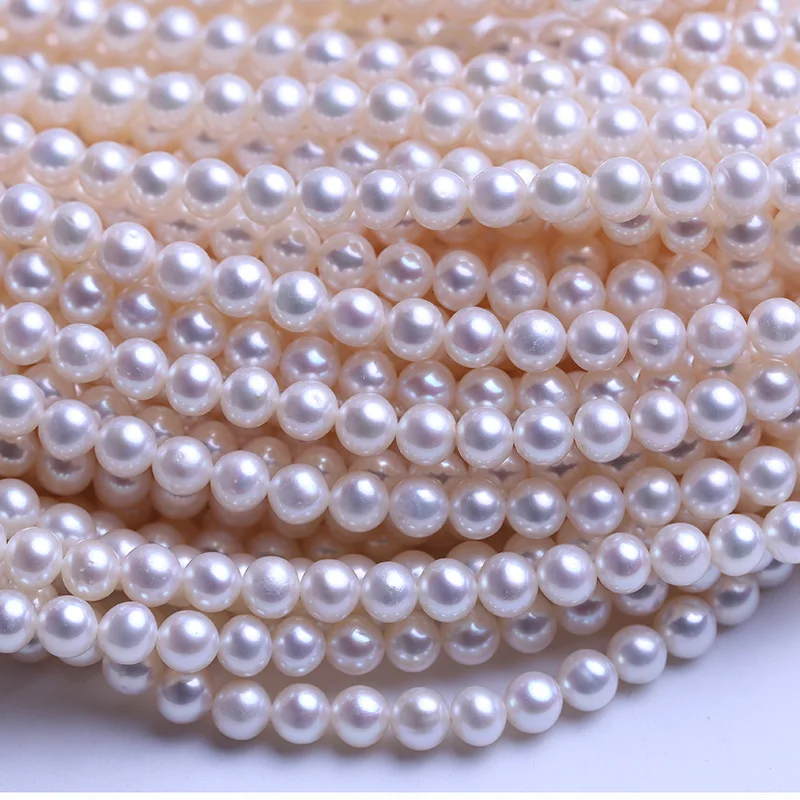 6-7mm Near Round Slight Flaw Semi Finished Necklace Strand Wholesale Freshwater Pearls Strand