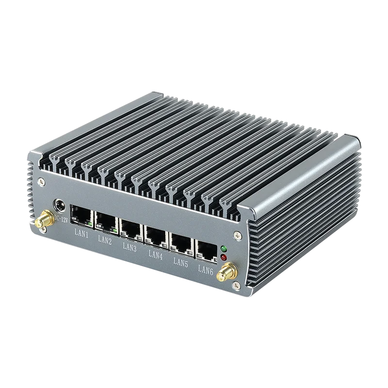 Fanless Industrial Mini PC Intel i7-1165G7 N100 6x 2.5G Ethernet 4x USB COM-RS232 HDMI Mini-PCIe Support Windows Linux OpenWrt