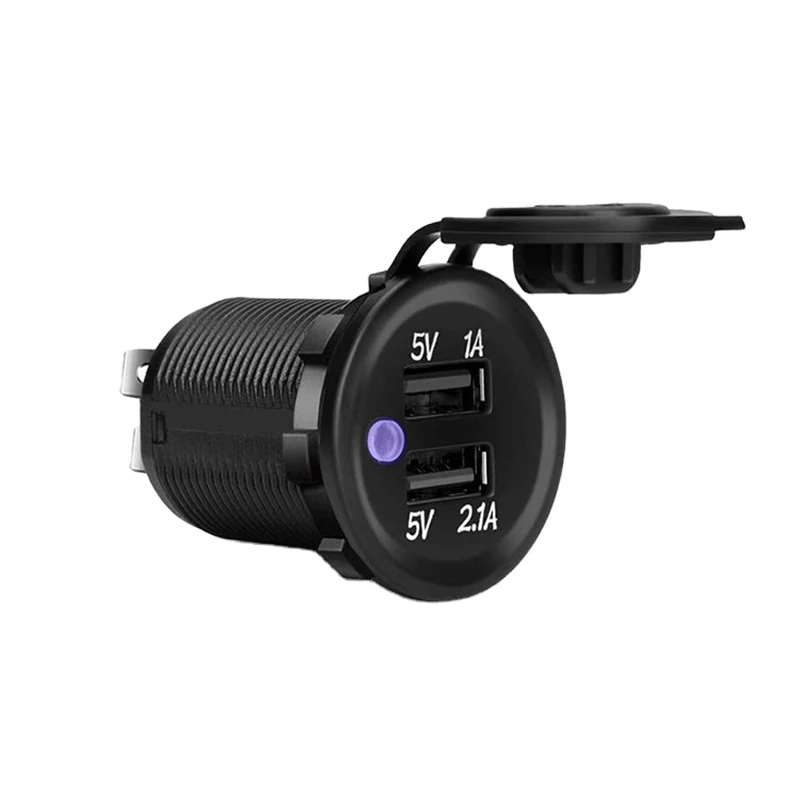 5V 3.1A Dual USB Car Charger Socket Adapter Power Outlet Car USB Charger socket for 12V 24V Motorcycle Car boat and more