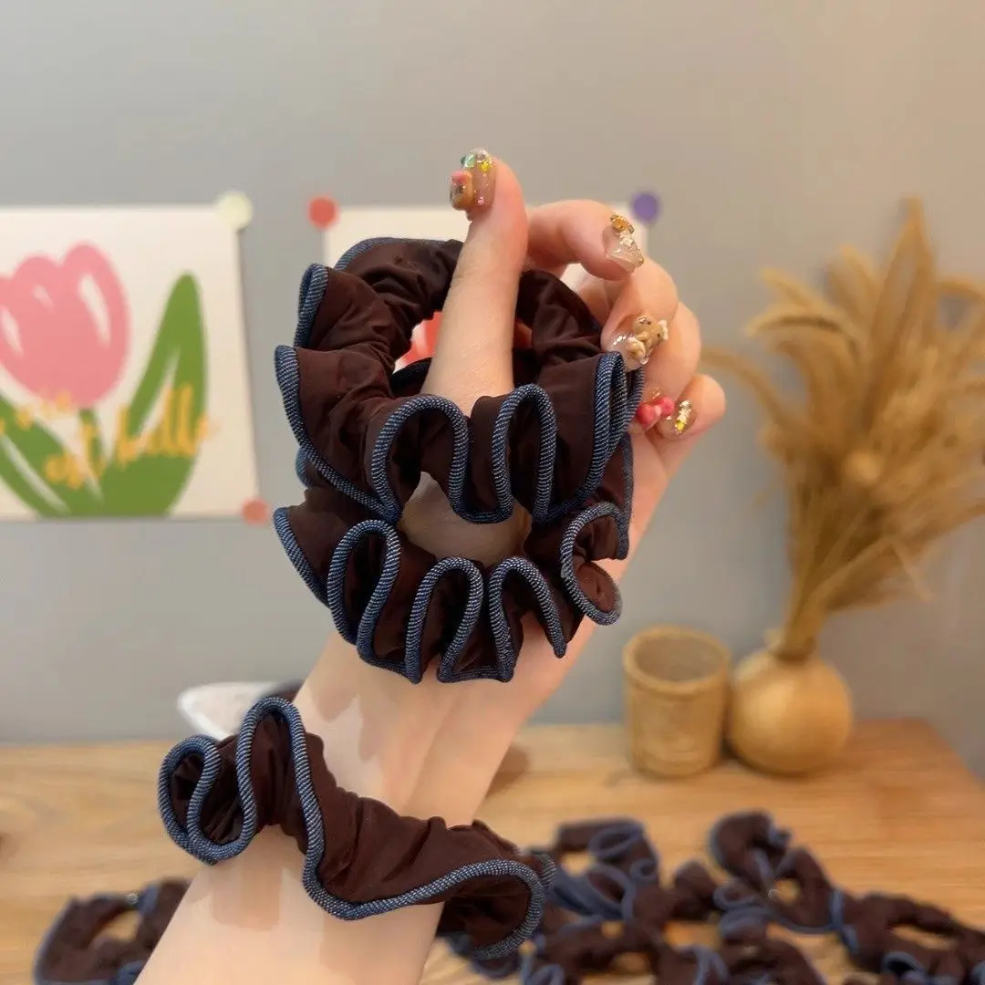 أنيقة Morandi اللون الفطريات حافة مرونة عالية الأمعاء قناع رباط شعر دائم الكرة رئيس ذيل حصان الشعر حبل إكسسوارات الشعر #3