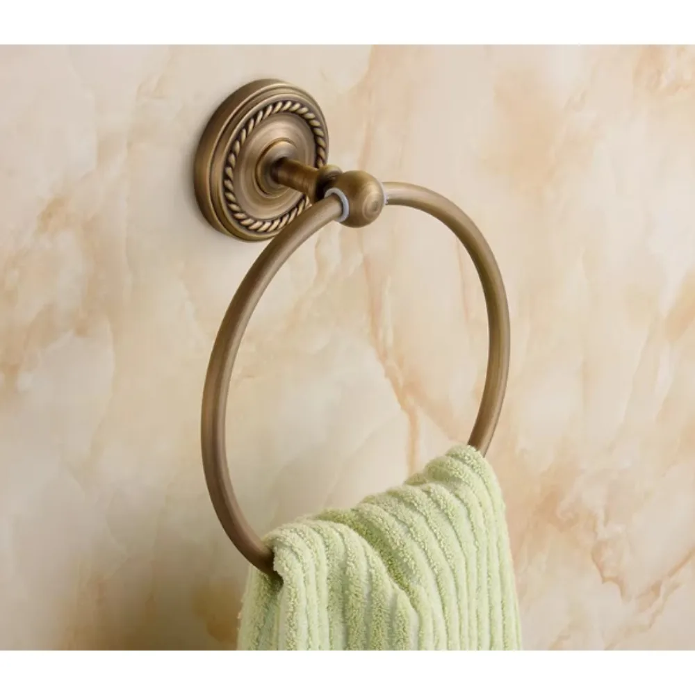 

Винтажное кольцо для полотенец из цельной латуни, настенный круглый дизайн, антикварная вешалка для полотенец для ванной комнаты