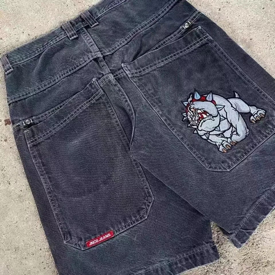 JNCO Great White Shark retro denim shorts 2024 new men\'s and women\'s hip-hop Harajuku street high-quality y2k shorts