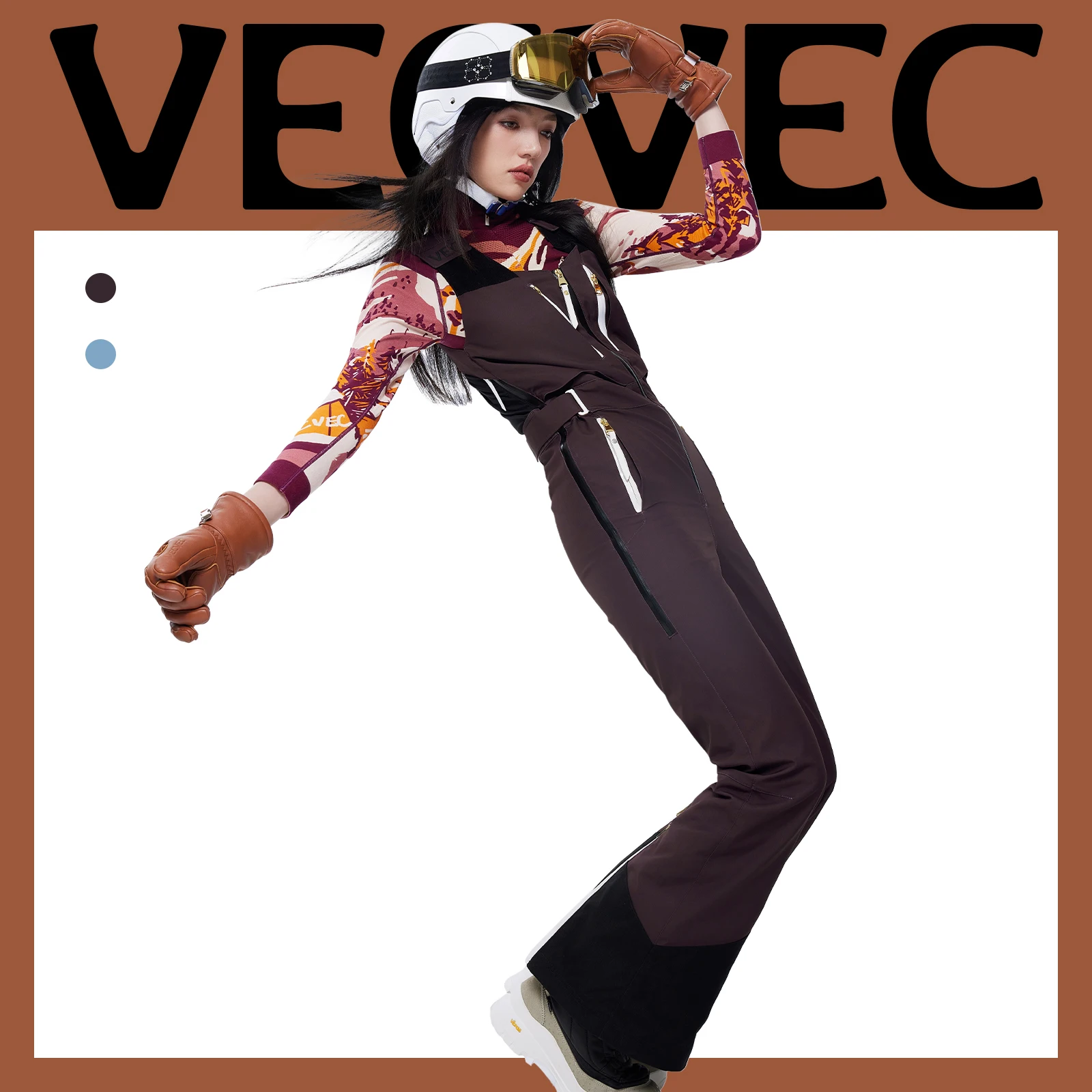 VECVEC سروال تزلج فردي ومزدوج Freestyle 3L Lamb Fleece Women Edition دافئ مقاوم للرياح ومقاوم للماء وقابل للتنفس ومتين