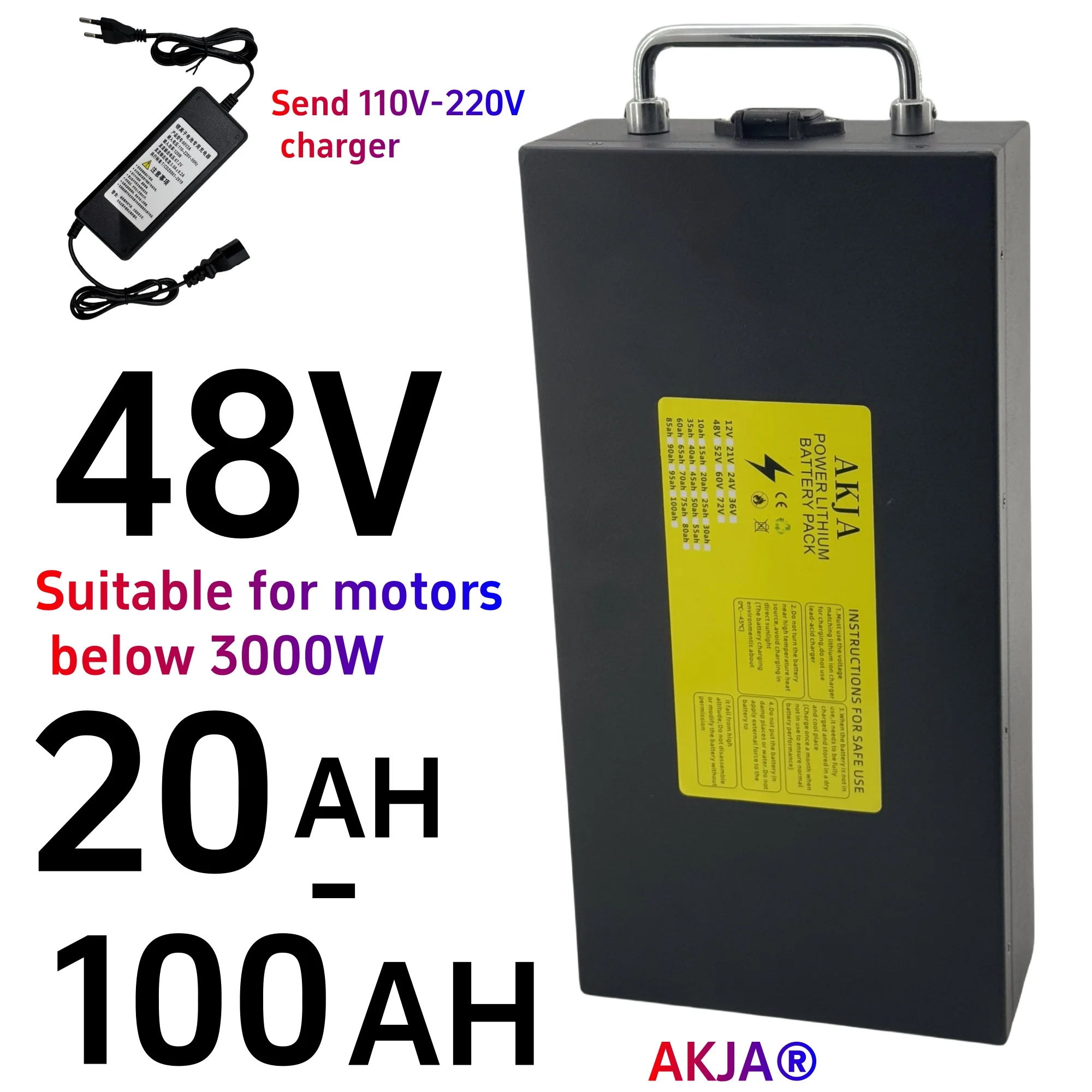 

Air fast transportation，48V100AH，18650 lithium battery，Lithium battery pack，Suitable for motors below 3000W