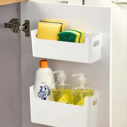 WORTHBUY Multifunctional Plastic Storage Rack Holder Punch Free Wall-Mounte Storage Organization Kitchen Cabinet Storage Box