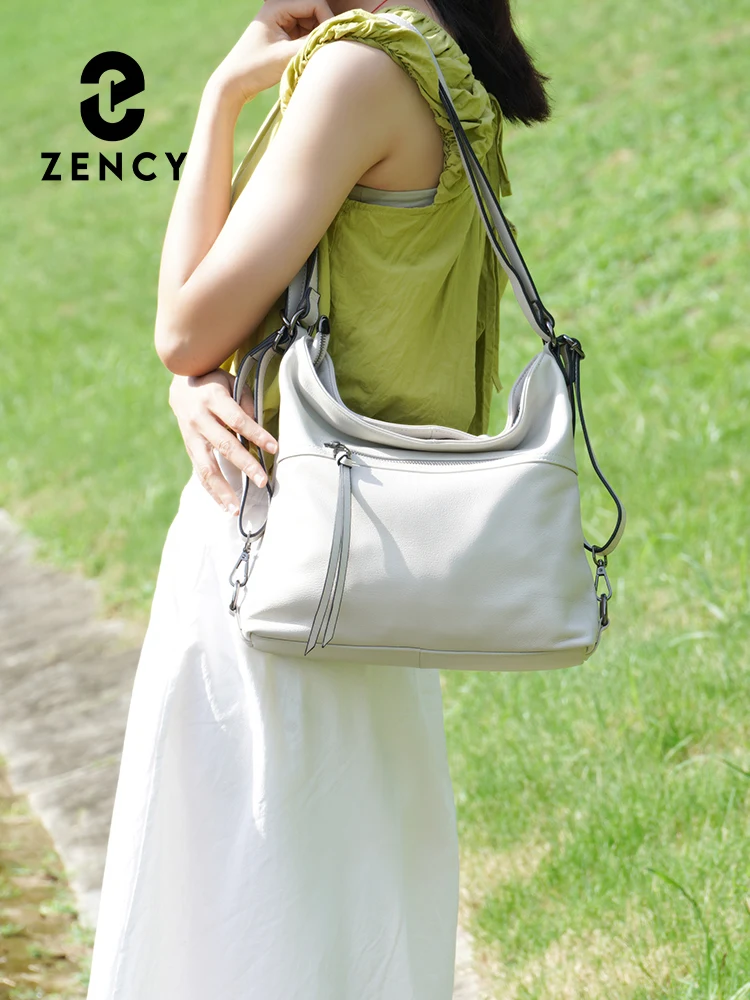 Zency Fashion Women Shoulder Bag 100% Genuine Leather Large Capacity Designer Handbag Hobo Bag Backpack Transformer Bag Sac Main