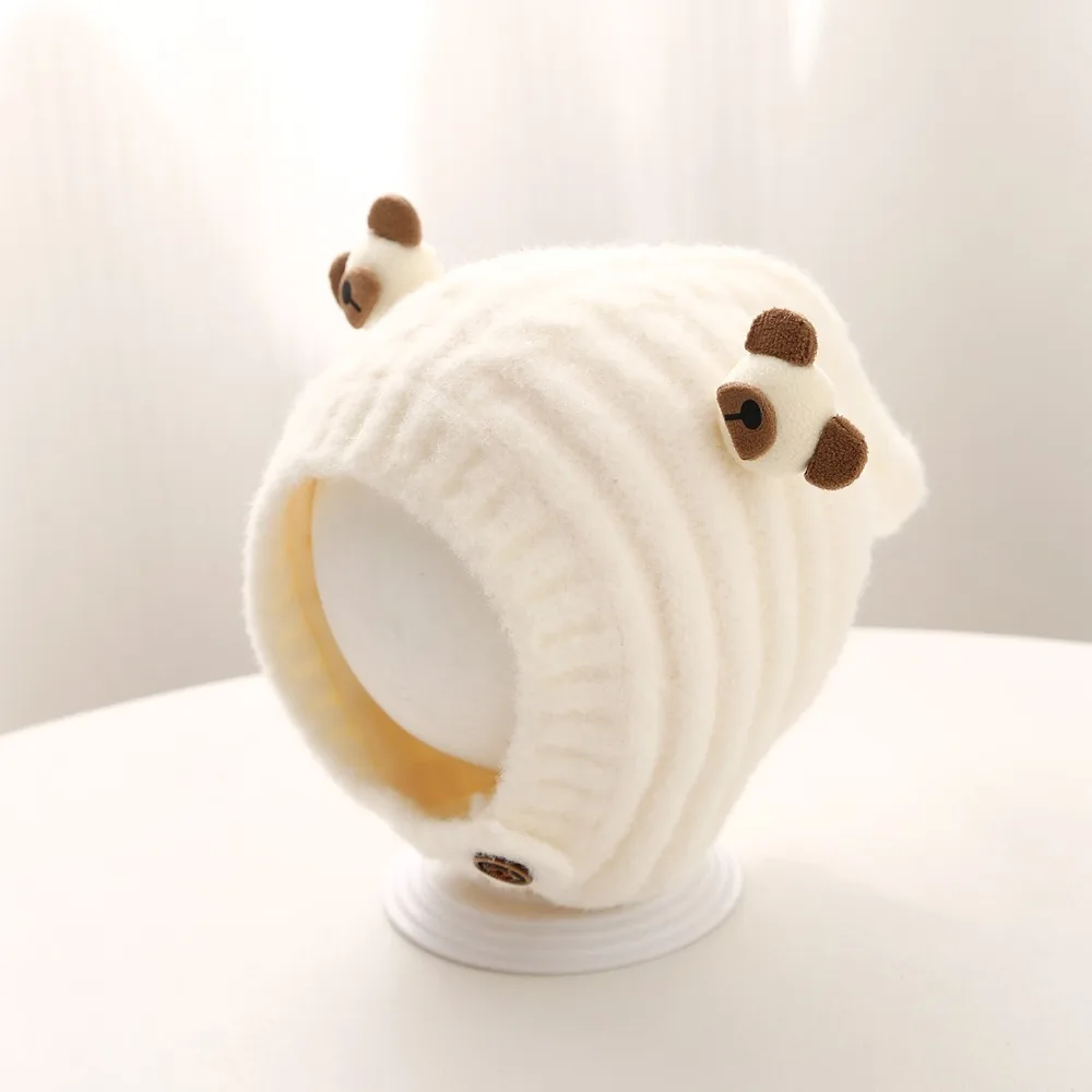 

Прекрасная теплая детская вязаная шапка, мягкая утолщенная детская пуловерная шапка для защиты ушей, шерстяные детские наушники, кепка для мальчиков