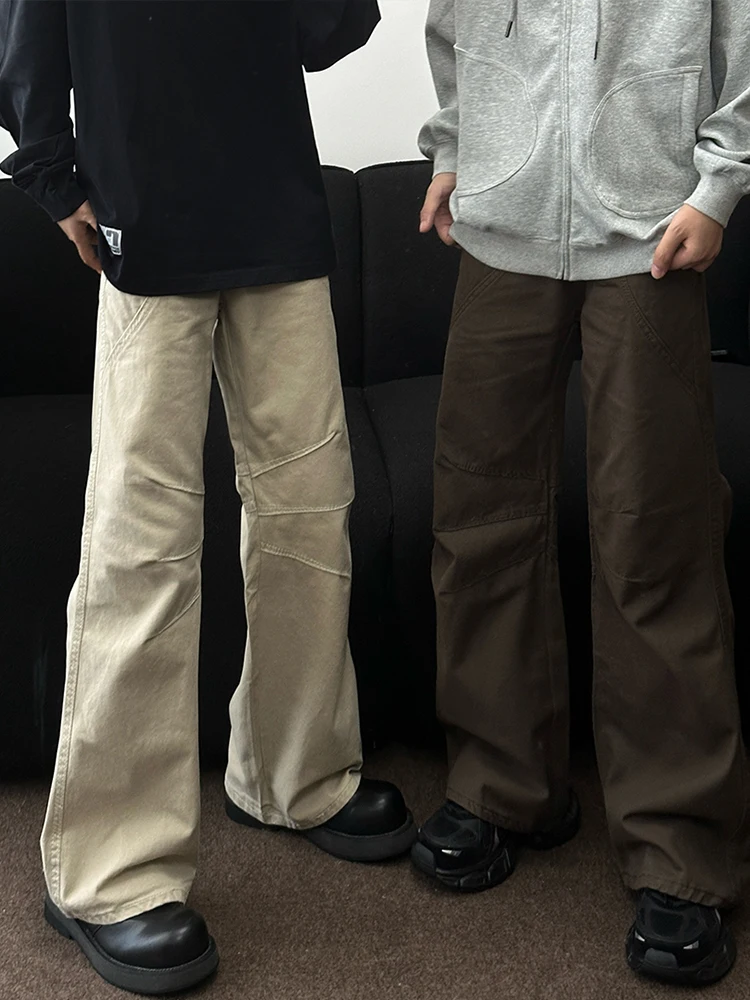 

Мужские рабочие брюки цвета хаки, весенне-осенние, в американском ретро-стиле, прямые, для лесорубов, плиссированные, из хлопка, повседневные