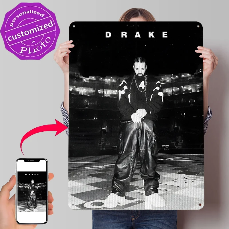 Drake Performing Tin Poster Customized Wall Art Retro Vintage Metal Signs for Fans Room Bedroom Decorations Home Decor Man Cave
