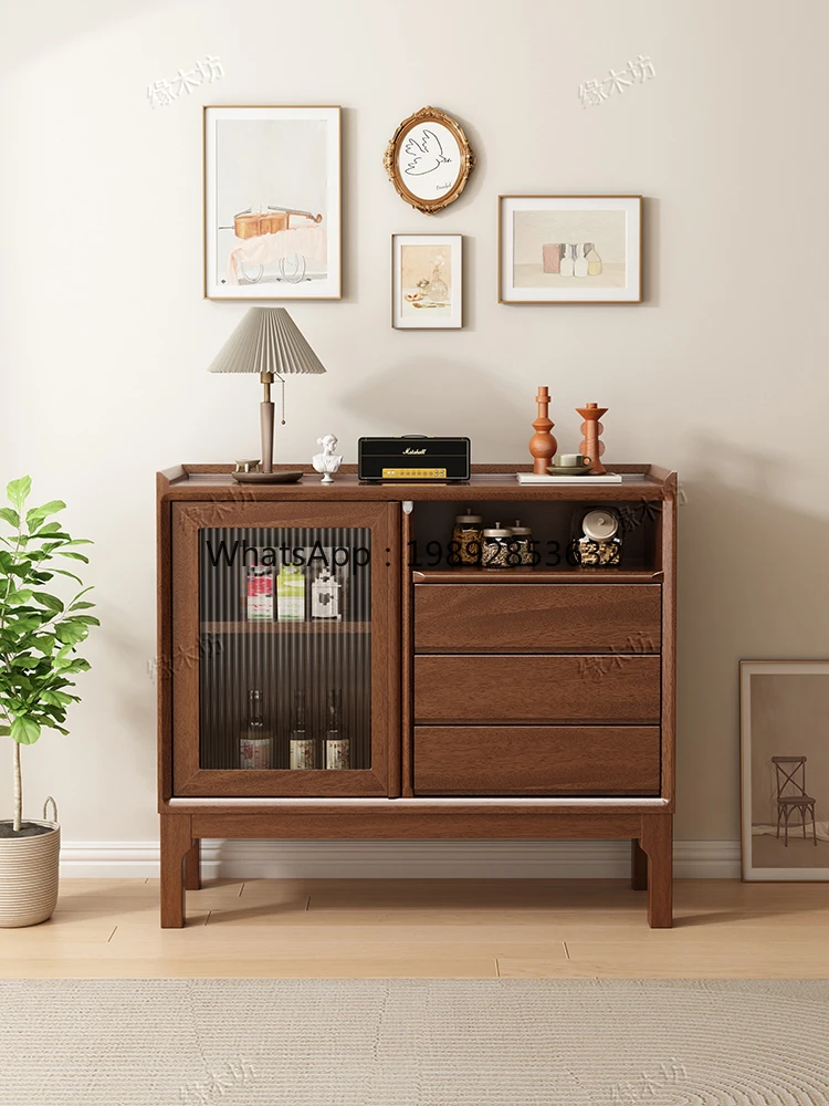 

XLL wood dining side cabinet, simple modern household living room storage and storage, tea cabinet is installed against the wall