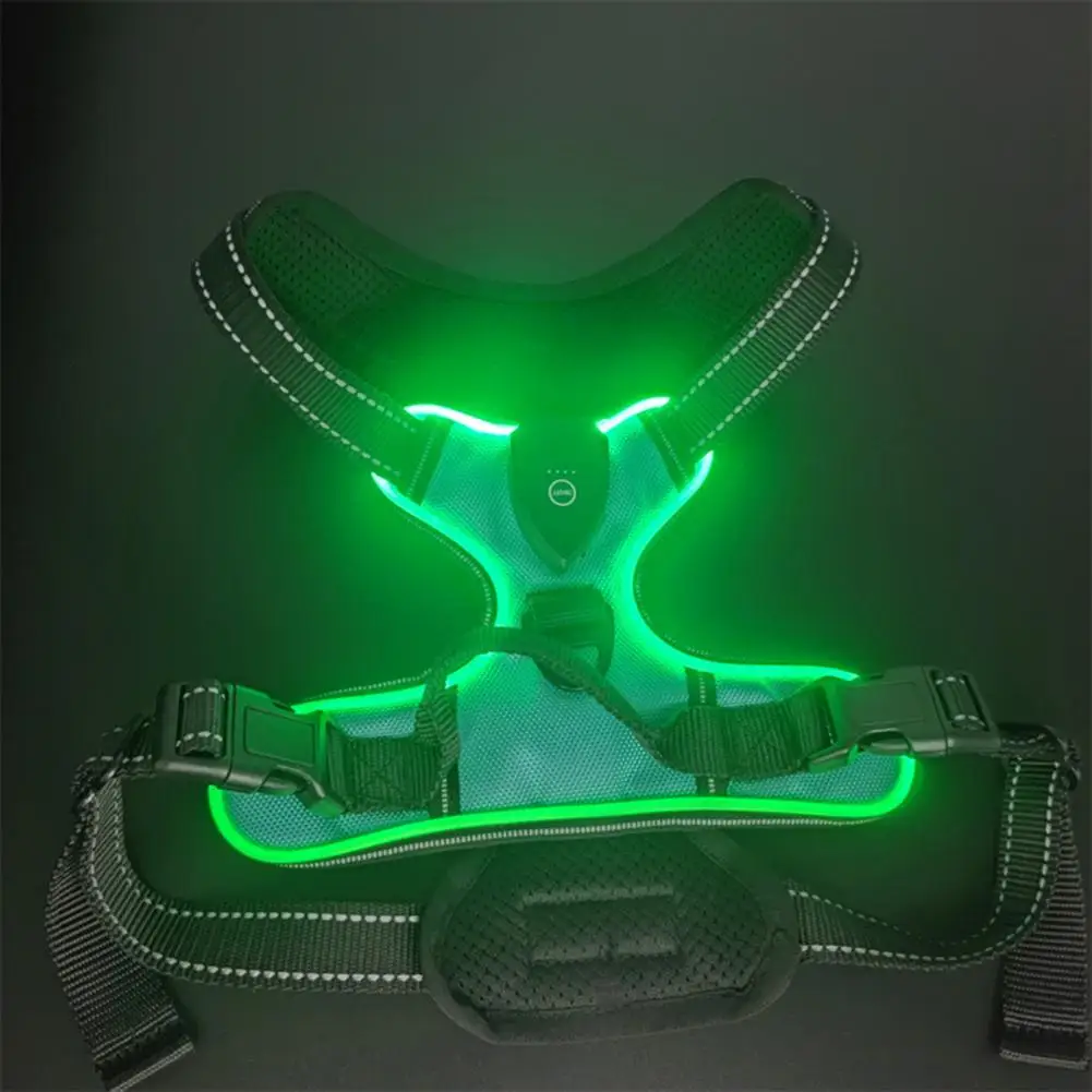 Pet Vest Harness Rechargeable Led Dog Harness for Night Walking Adjustable Glow Vest for Small Medium Dogs Pet Chest Strap Pet