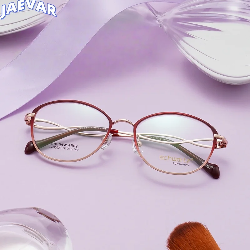 

Alloy Eyeglass Frame Retro Oval Women's Eyeglass Frame Dual Color Electroplated Optical Prescription Frame Women 50033