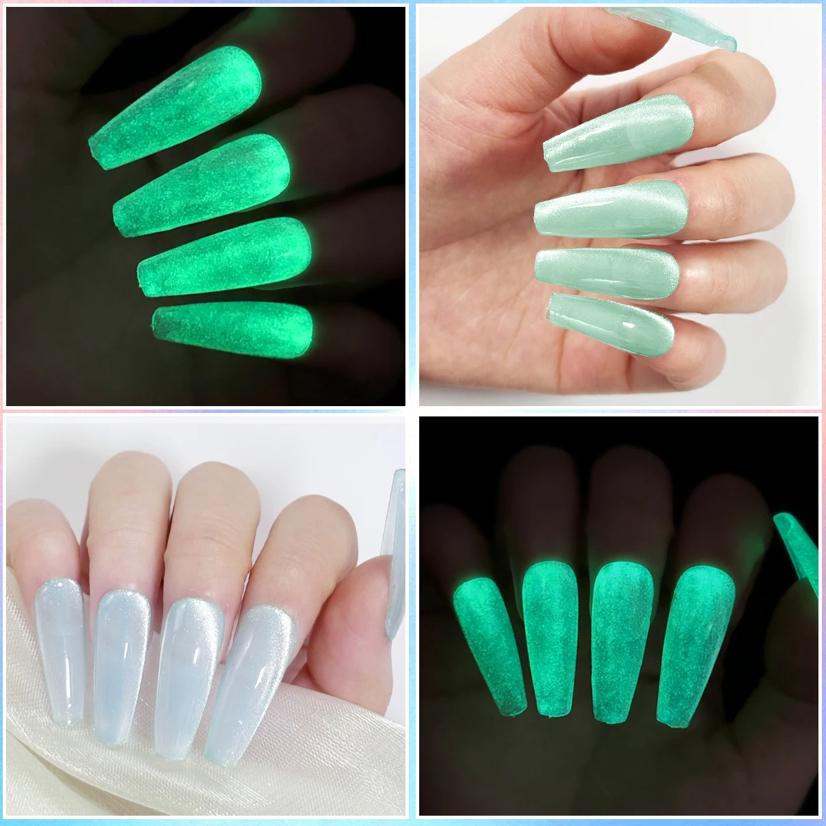 ยาทาเล็บเรืองแสงในที่มืด Groillim สีลูกกวาดสดใส ติดทนนาน ความเรืองแสงสูง สีเข้มข้น / สำหรับตกแต่งเล็บด้วยไฟ LED