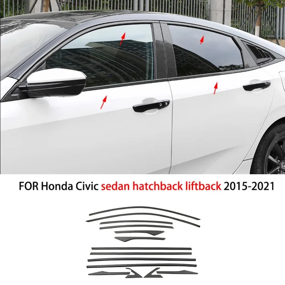 

For Honda Civic Sedan Hatchback Liftback 2015-2021 Stainless Steel Exterior Window Molding Strip Sill Side Cover Trim