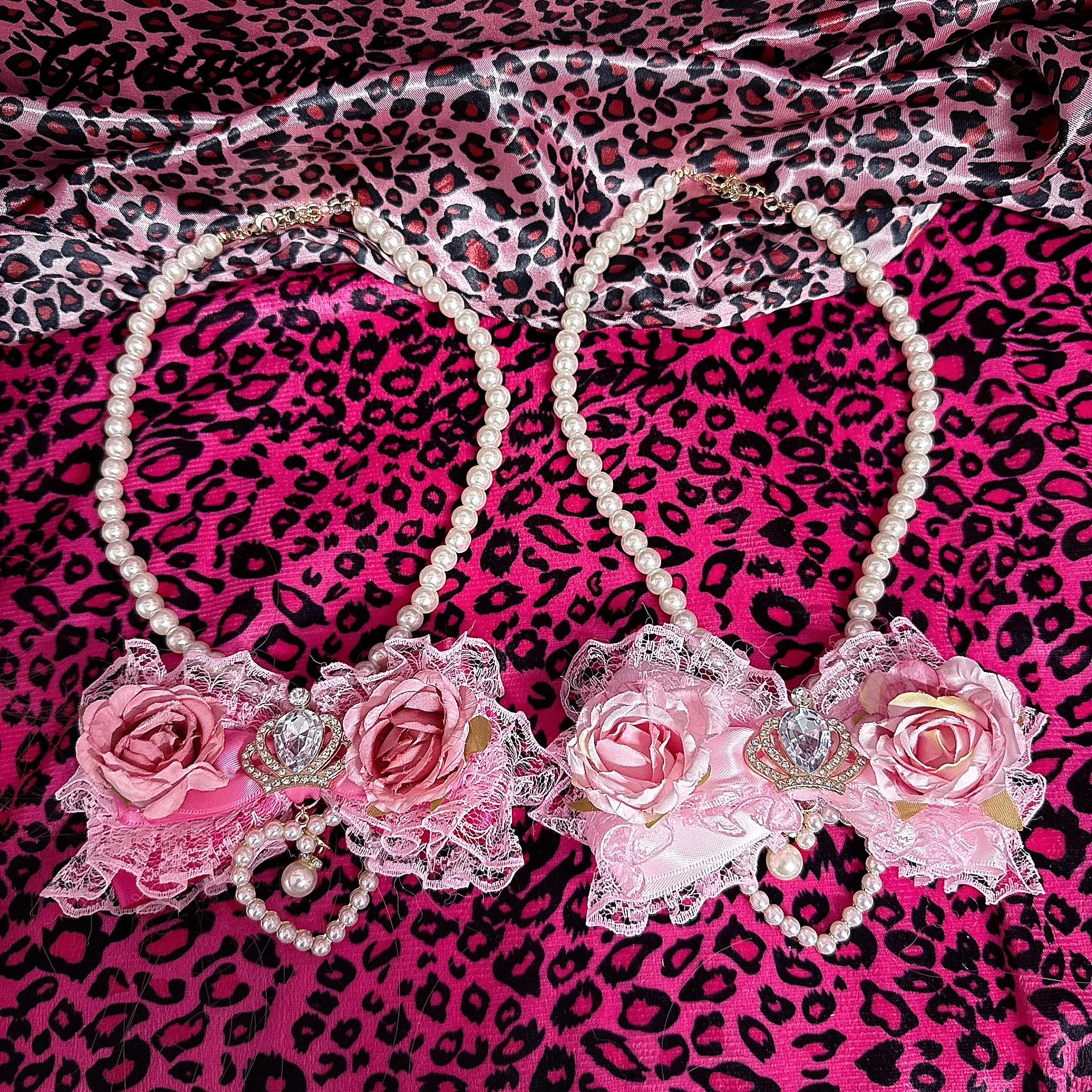 Collar Lolita de la Serie Marte, Estilo Japonés, con Corazón Hueco, Pedrería y Perlas, Hecho a Mano para Chicas y Mujeres