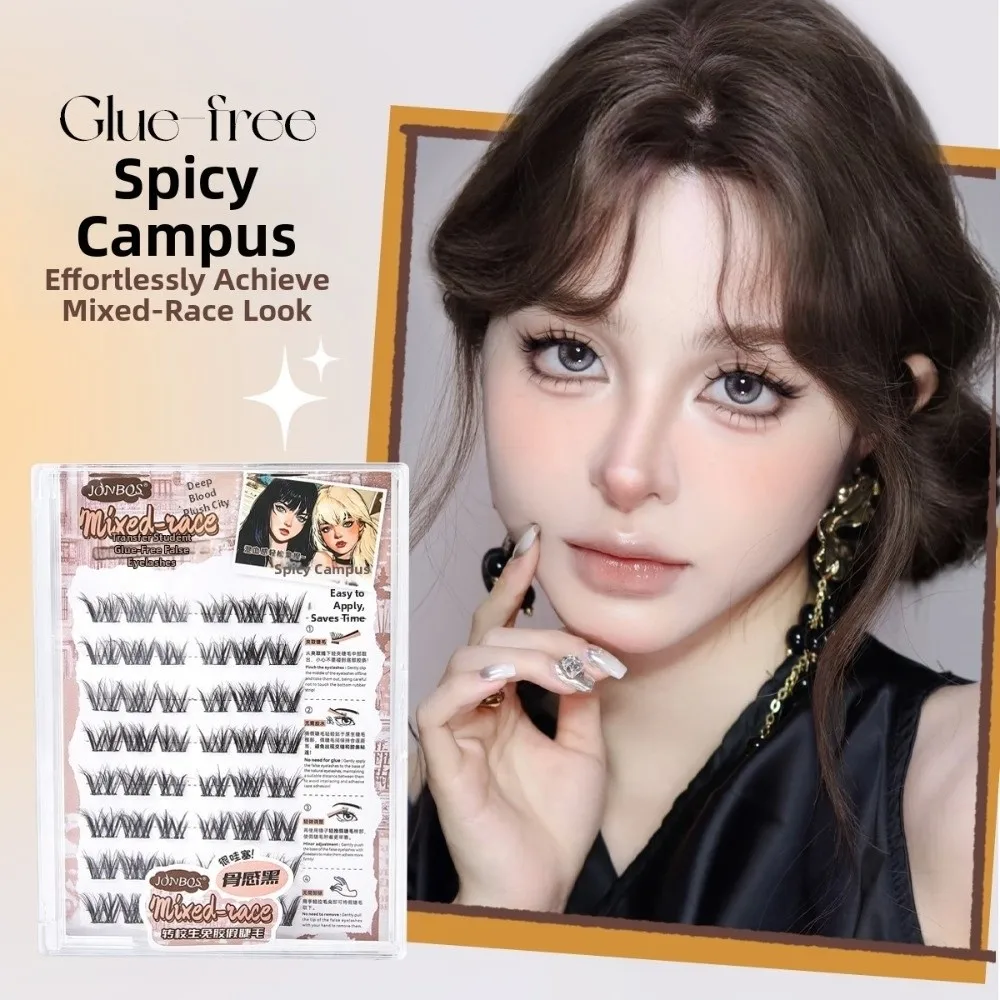 

Thick Self Adhesive False Eyelashes Comic Style Easy To Wear DIY Lashes Extension 13MM No Glue Needed 8 Rows Fake Eyelashes
