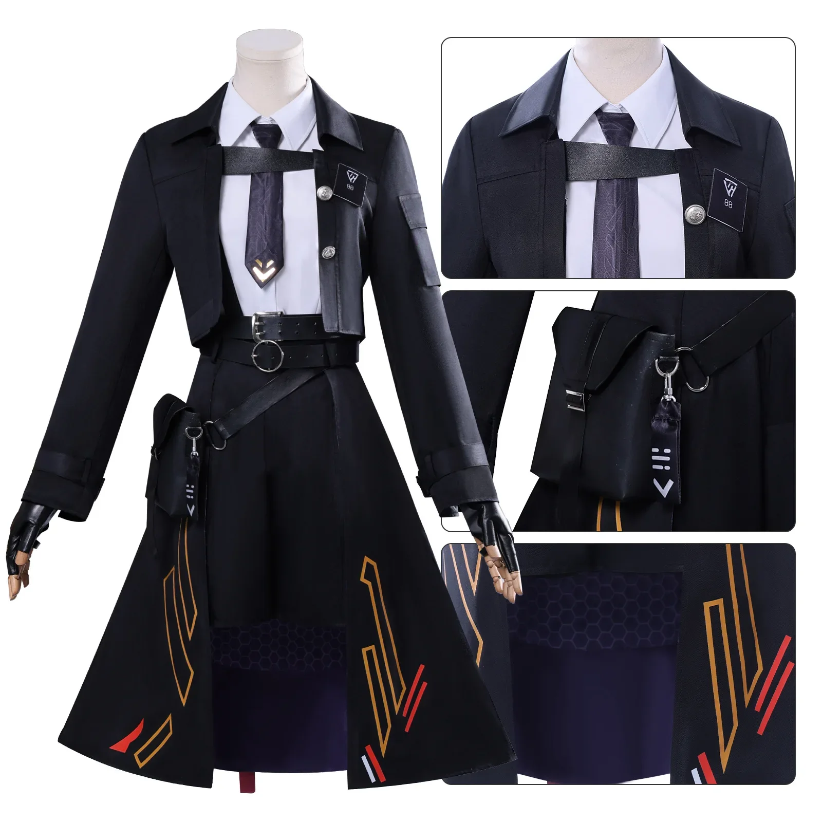 Disfraz de Cosplay de héroes para mujer, disfraz de Love And DeepSpace Nightbreaker, uniforme negro de sombra, traje de batalla con peluca para Halloween