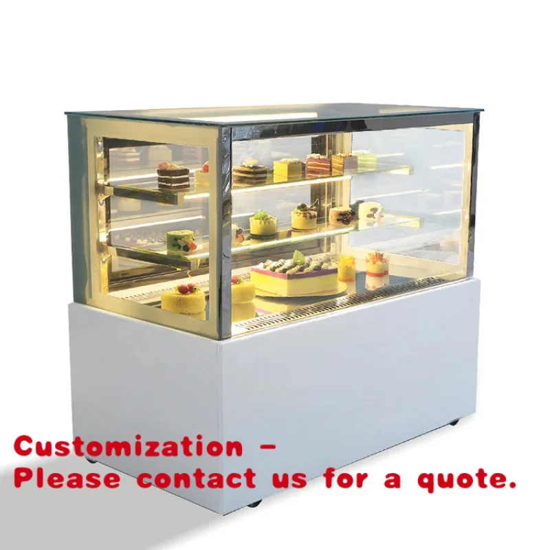 Customize.Square Glass Pastry Showcase Bakery Counter Top Refrigerated Cake Display Cabinet