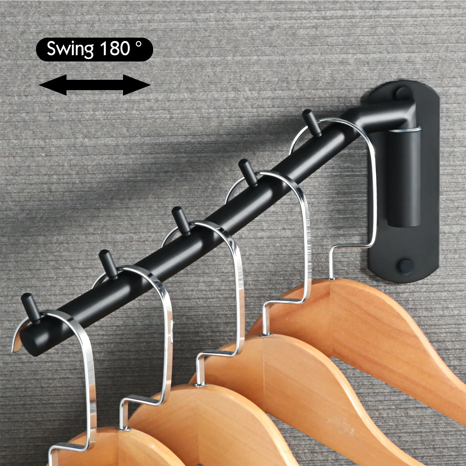 Wall Mounted Space Saving Clothes Rack, Cabide, Aço inoxidável, Espaço interior Saving Hangers para roupas, Braço de balanço do banheiro