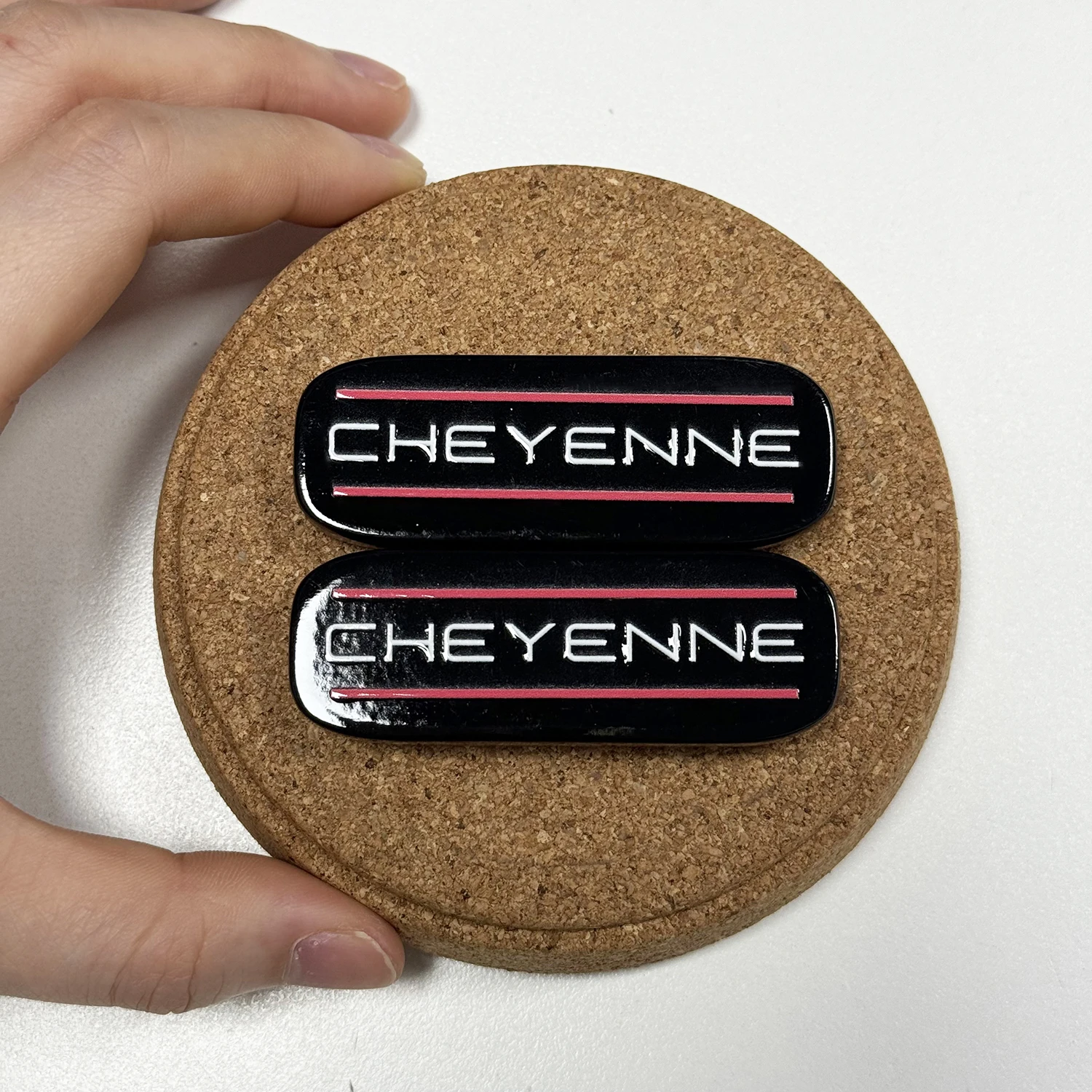 Emblema de cabina Cheyenne con cinta adhesiva para pilar de techo derecho/izquierdo, para Silverado 88-07, rojo, 2.5" x 1.2", pieza de reparación