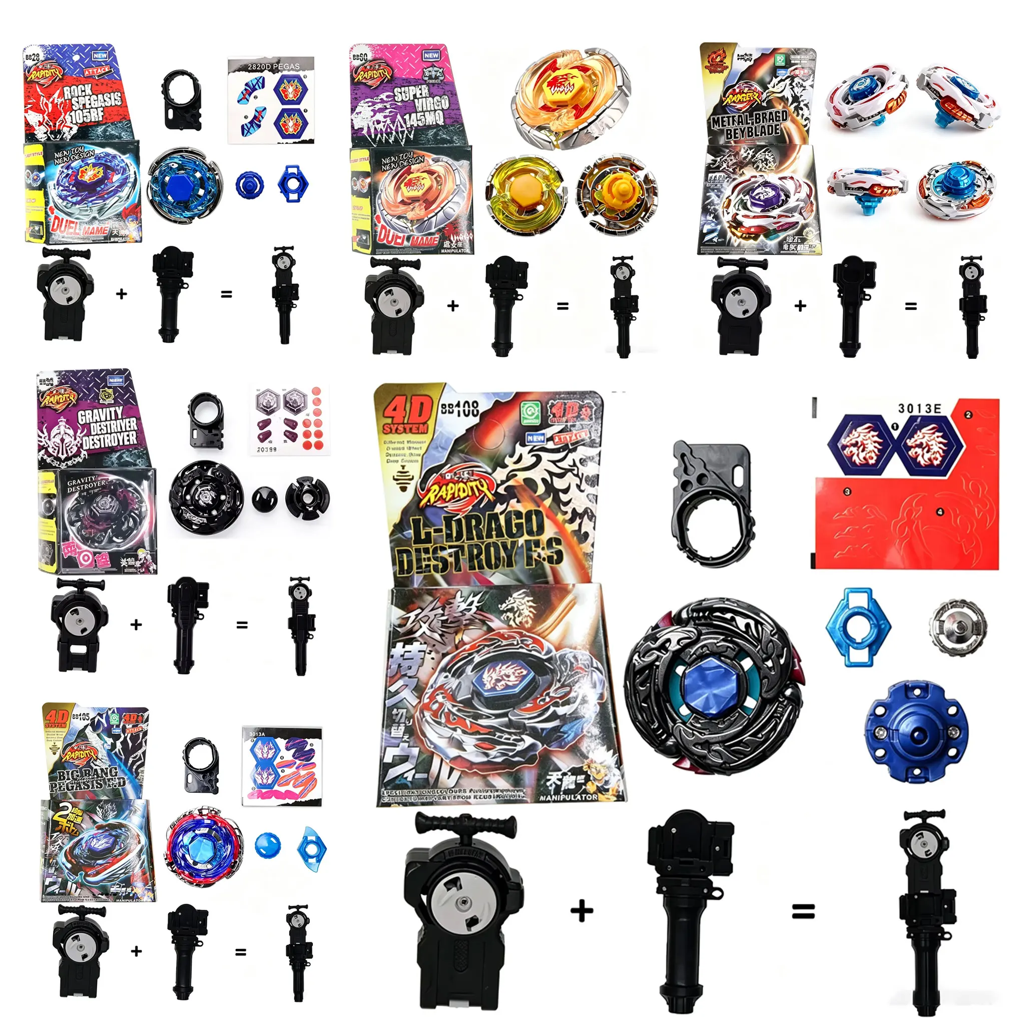 Spinning Top Metal Figh Toys Children BB-108 L-Drago Destroy F:S BB80 Gravity Destroyer (Gravity Perseus) AD145 With Launcher