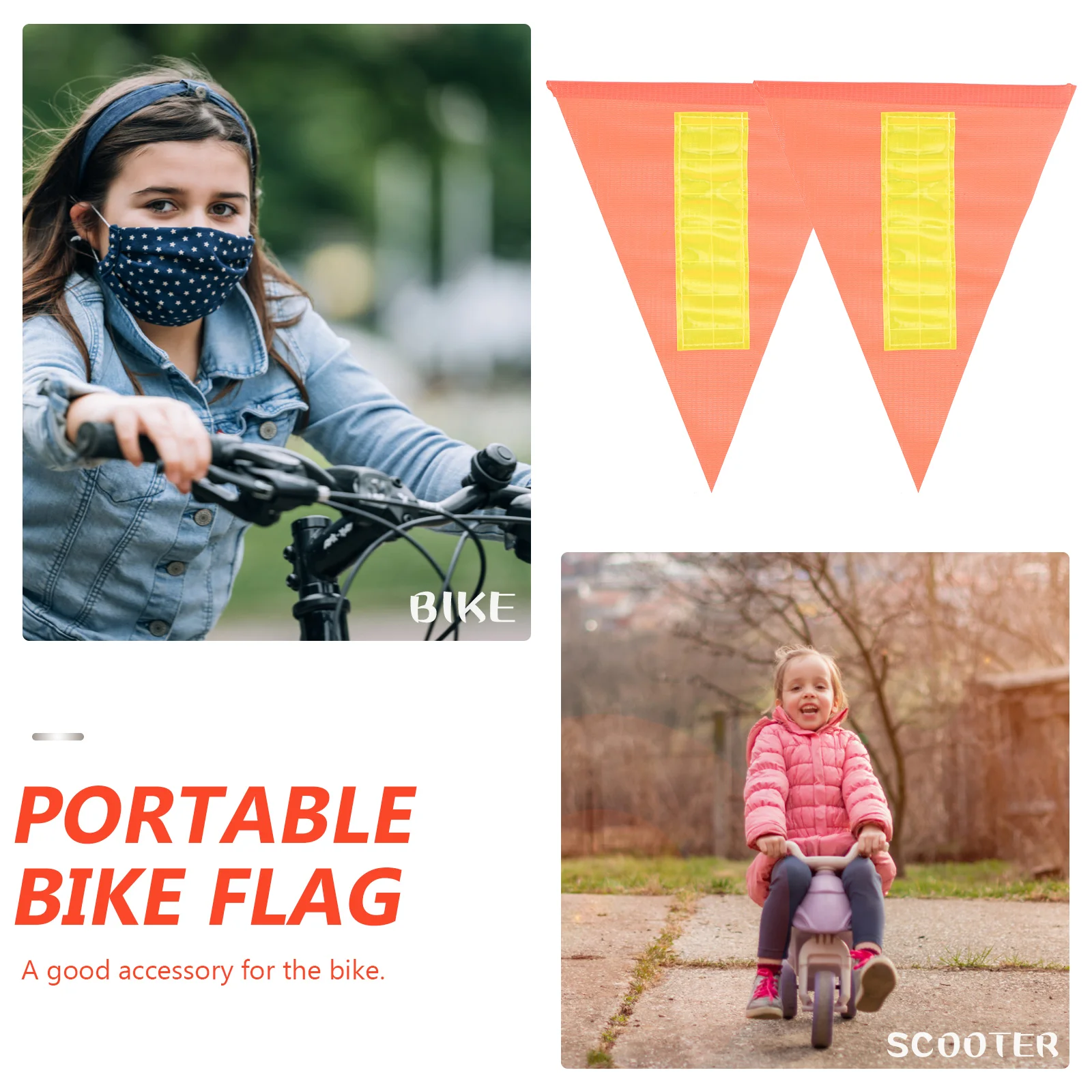 5 Pcs Reflective Pennant Bicycle Kids Bike Safety Flag Warning Children Cycling Pvc Bicycles Man Accessory Portable Flags