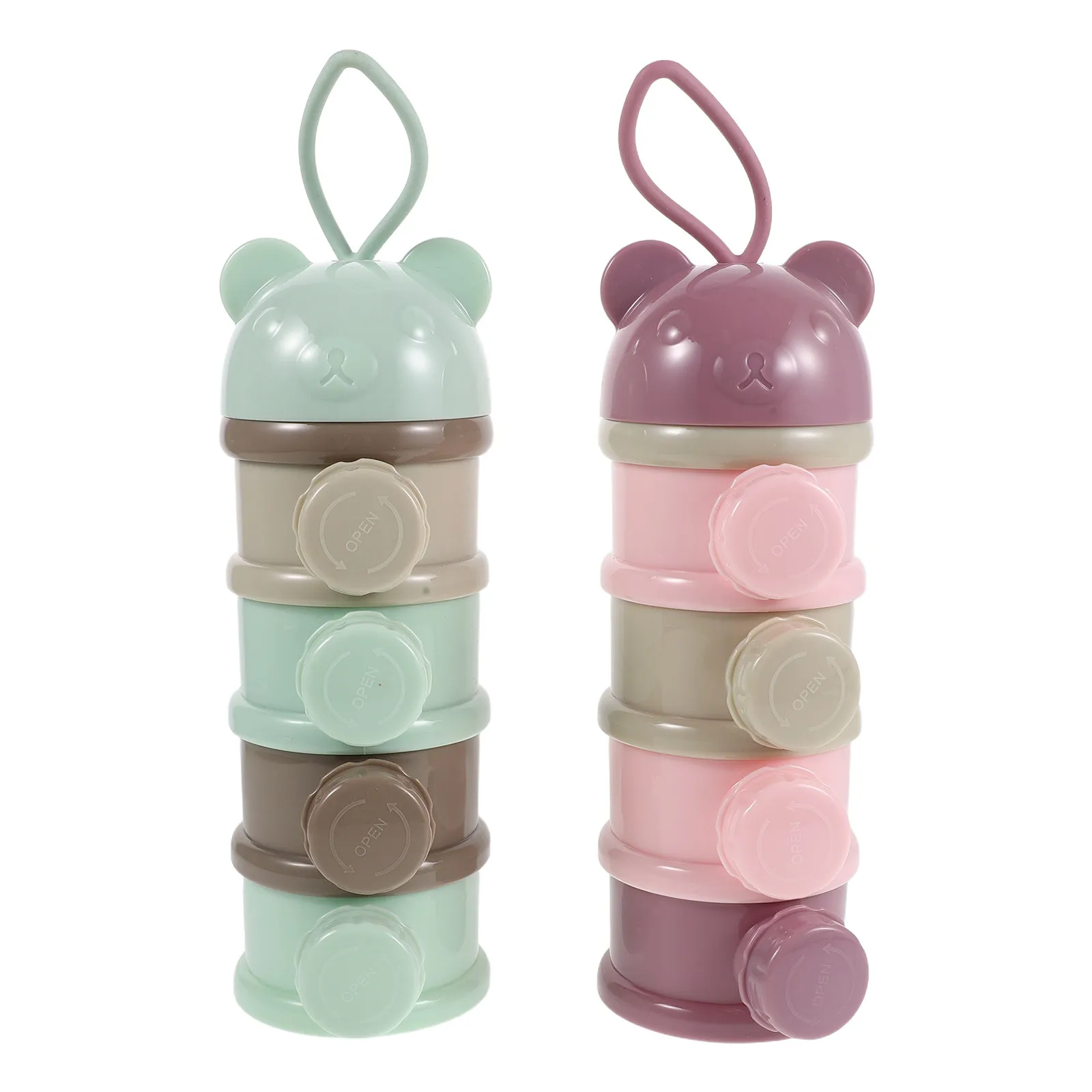 2Pcs Portable Baby Formula Storage Containers for Travel Airtight Reusable Formula Organizer Stackable 4-Layer Milk Powder