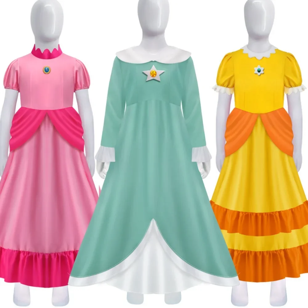 Perzik Prinses Cosplay Kostuum Vrouwen Roze Jurk Pruik Accessoires Volledige Set Meisjes Anime Spel Rollenspel Jurk Pak Halloween Feest