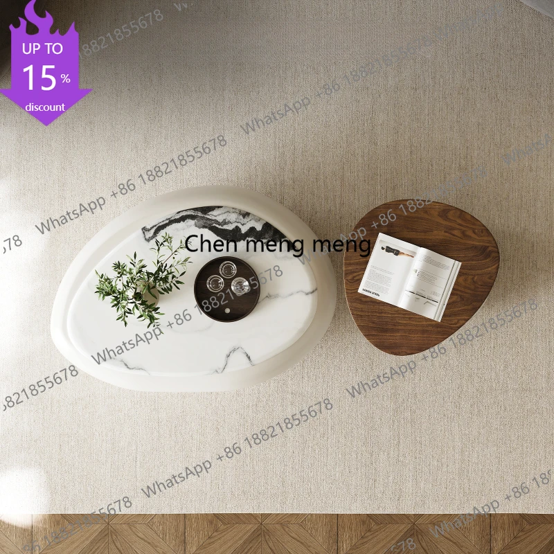 M178 Glamour Modern Tray Coffee Table Luxury Living Room Italian Beige Oval Side Tables Round Stacking Mesa Auxiliar Salon