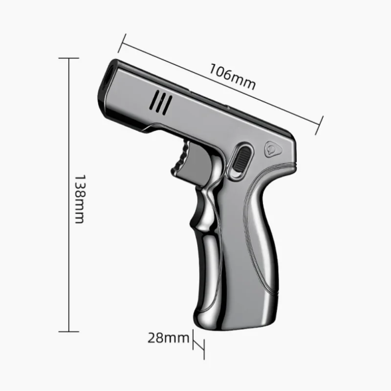 Pistol Semprot Logam Tahan Angin Jet Api Biru Pengunci Keamanan Saklar 360 °   Pemantik Api Terbalik untuk Dapur Luar Ruangan dan Pemantik Cerutu