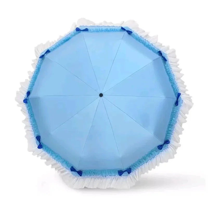 

Lolita Bowknot Lace Folding Umbrella UV Protection Parasol Sweet Princess Rain Umbrella Ultra Light Sun Umbrella Women