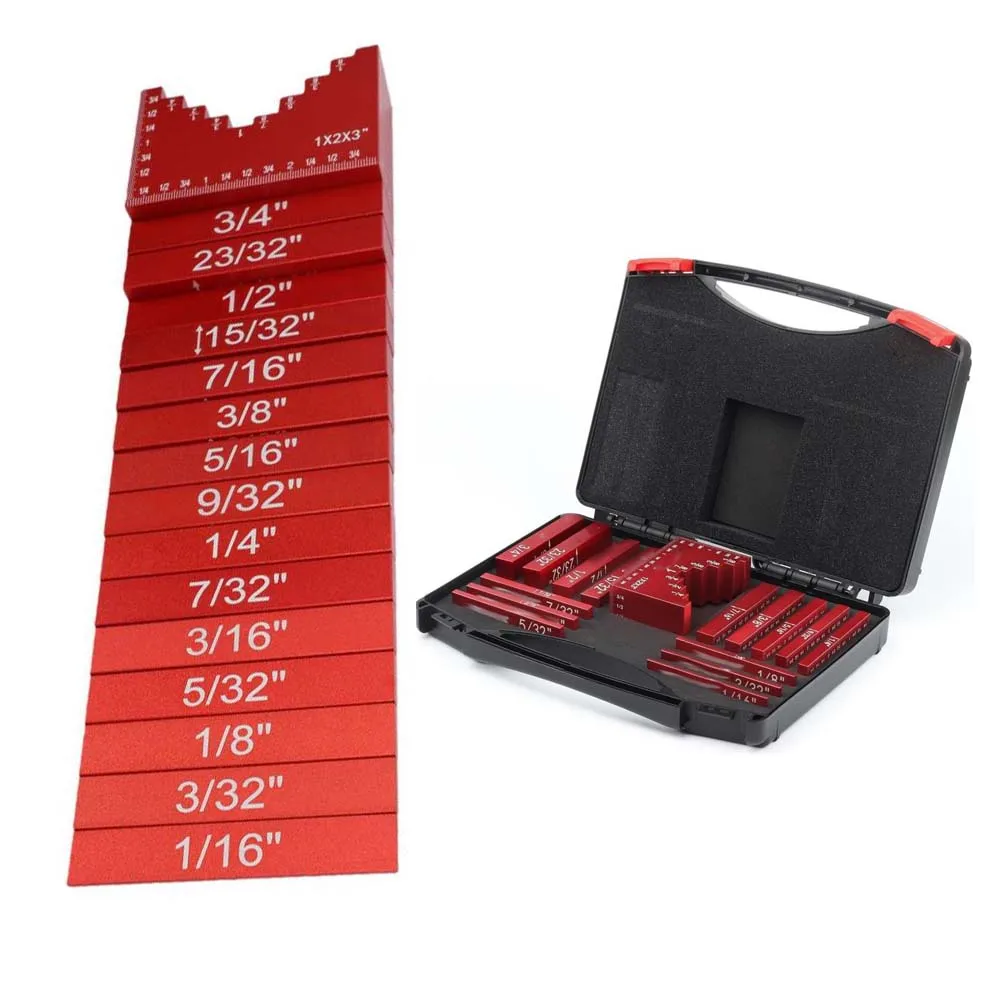 Scale Setup Blocks 16pcs Height Gauge for Router Table Saw Planer Calibration 1 inch to 34 inch Precision Tool