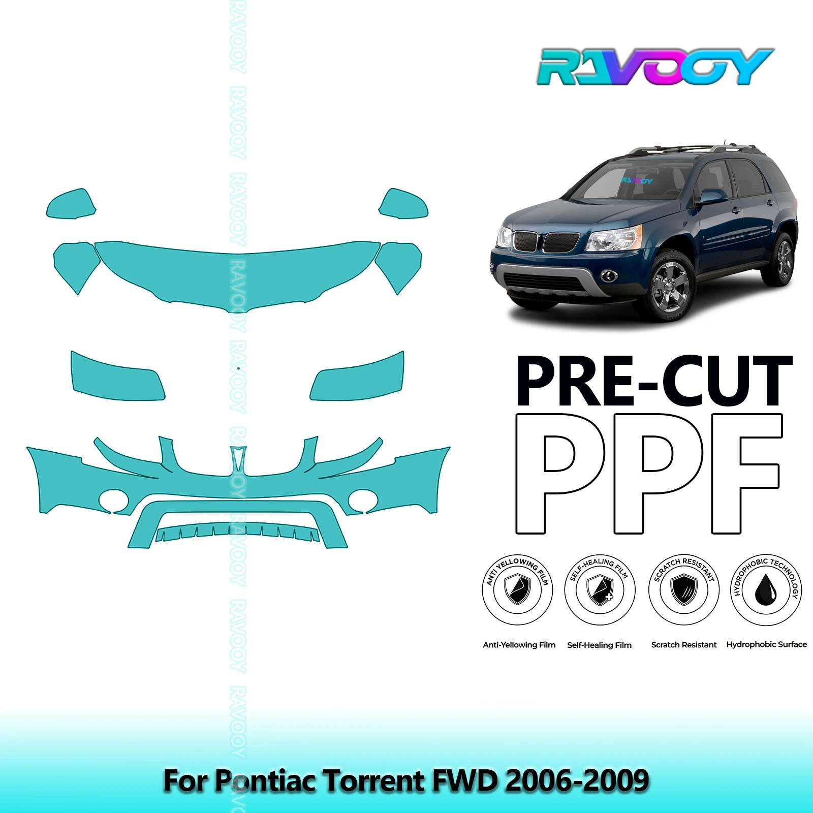 

Car Front Kit Clear Bra Precut PPF Paint Protection Film For Pontiac Torrent FWD 2006-2009