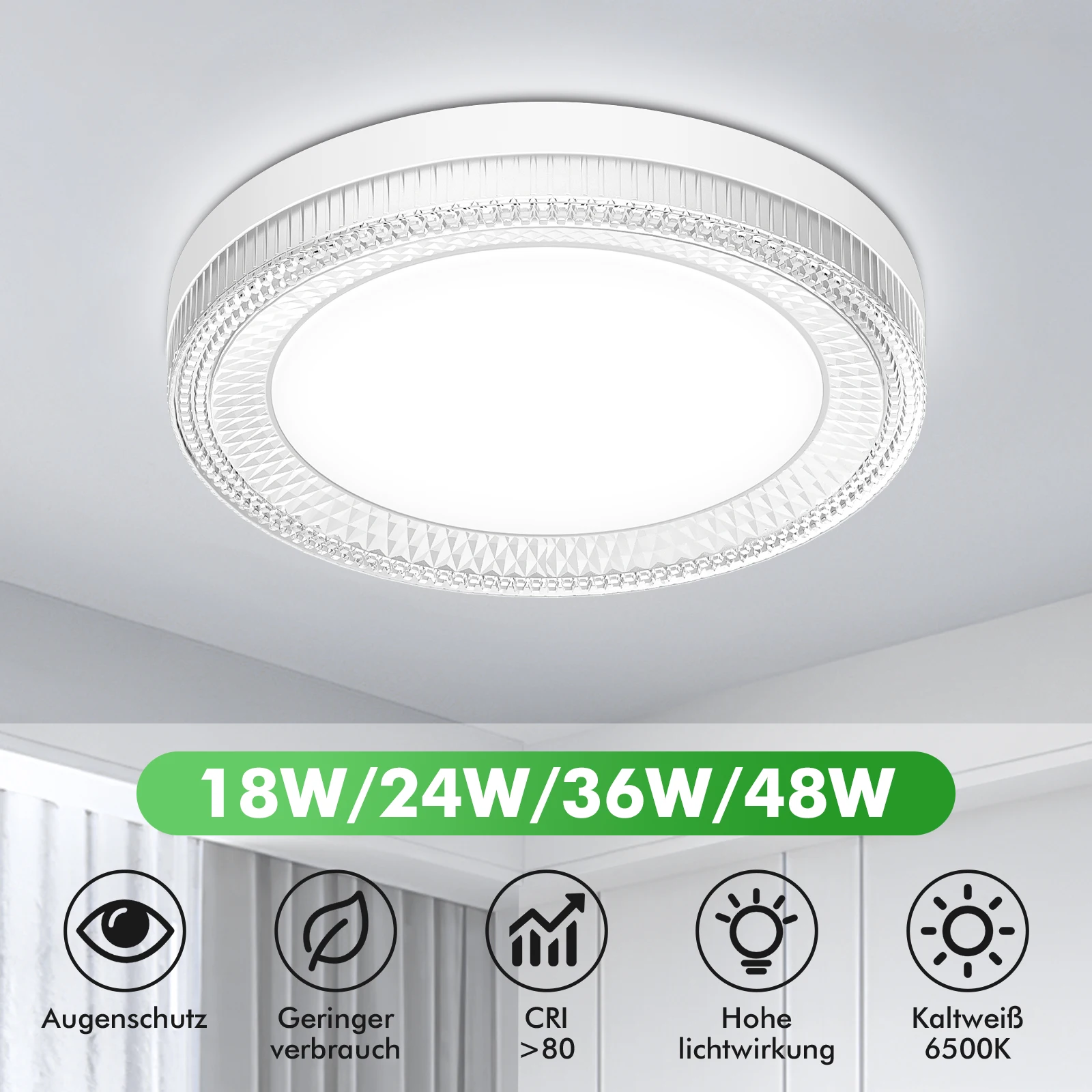 Runde Kristall-LED-Deckenleuchte 18W 24W 36W 48W AC85-265V Moderne Innenbeleuchtung für Wohnzimmer Schlafzimmer Küche