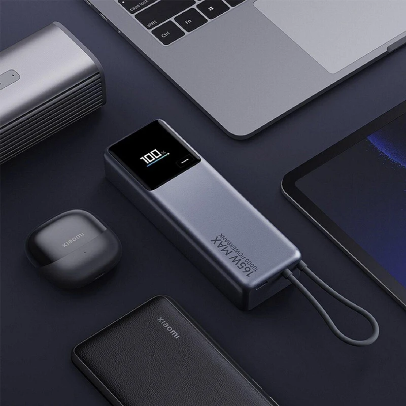 Xiaomi 165 واط قوة البنك 10000 PB1165MI المتكاملة USB C كابل LED عرض شاحن محمول لماك بوك آيفون 15 شاومي 14 برو