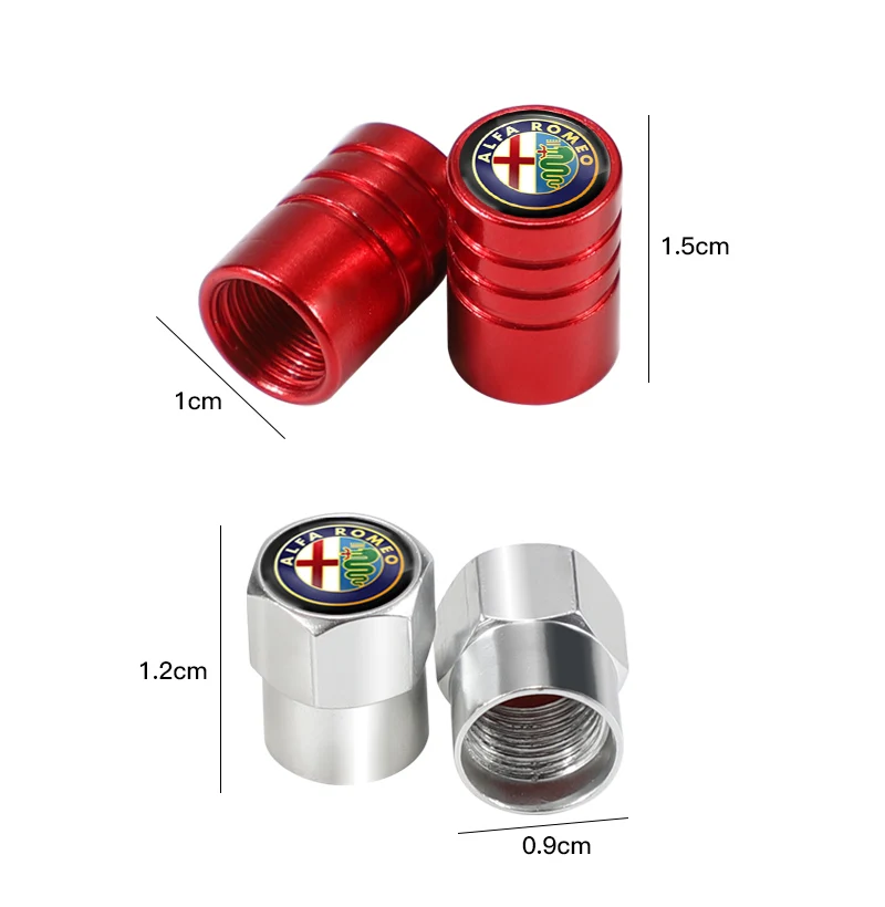 4pcs Alloy Car Badges Wheel Tire Valve Caps Cover For Alfa Romeo Giulia Stelvio 156 Tonale Brera Giulietta Disco Volante Spider