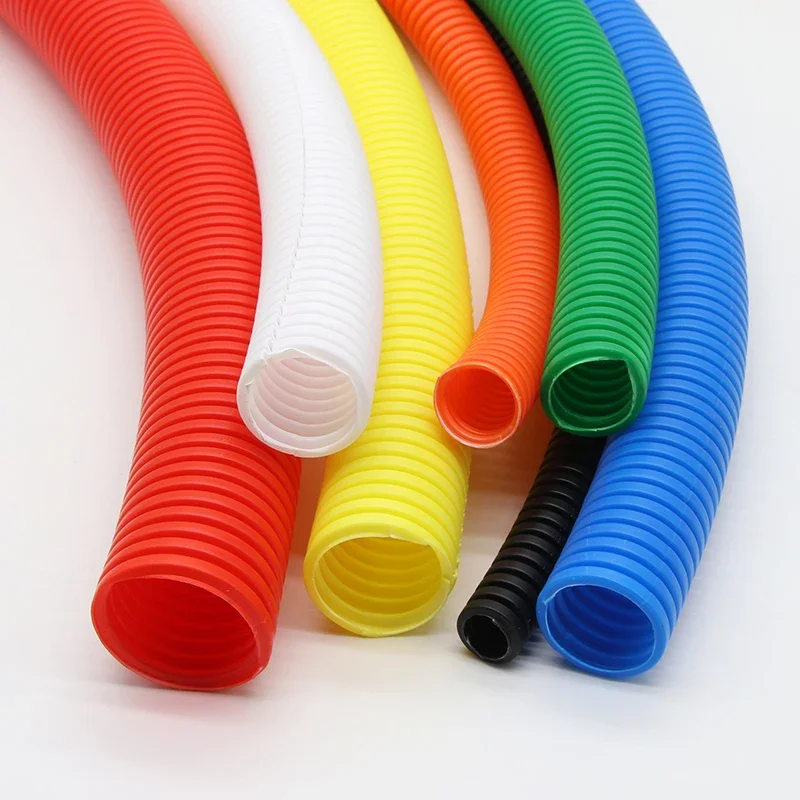 1/5/10M PP Insulated Corrugated Pipe ID 7.5mm-34.5mm Closure Wire Hose Threading Hose Plastic Corrugated Pipe Protective Sleeve